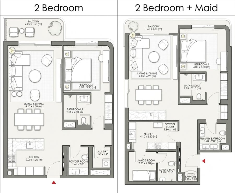 2Bedrooms floor plan